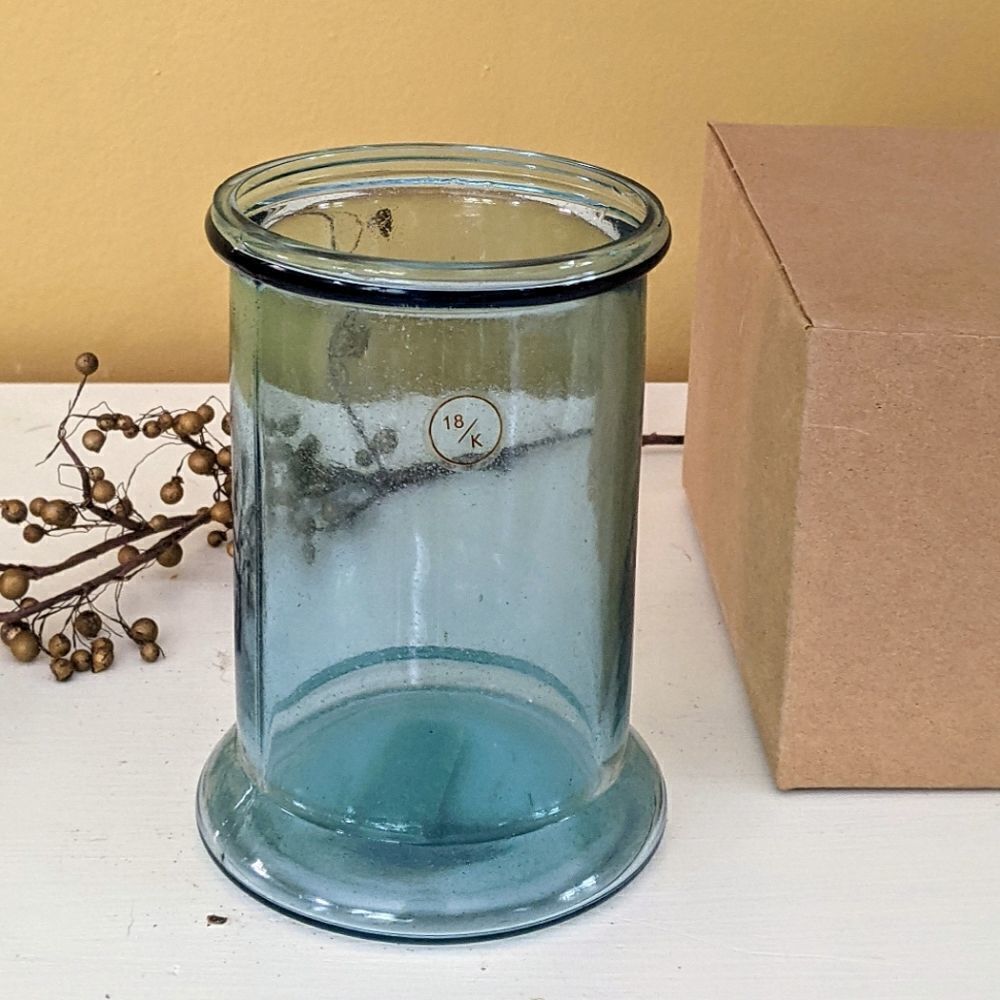 Ei8hteen Karat 5" Aqua Glass Straight Vase